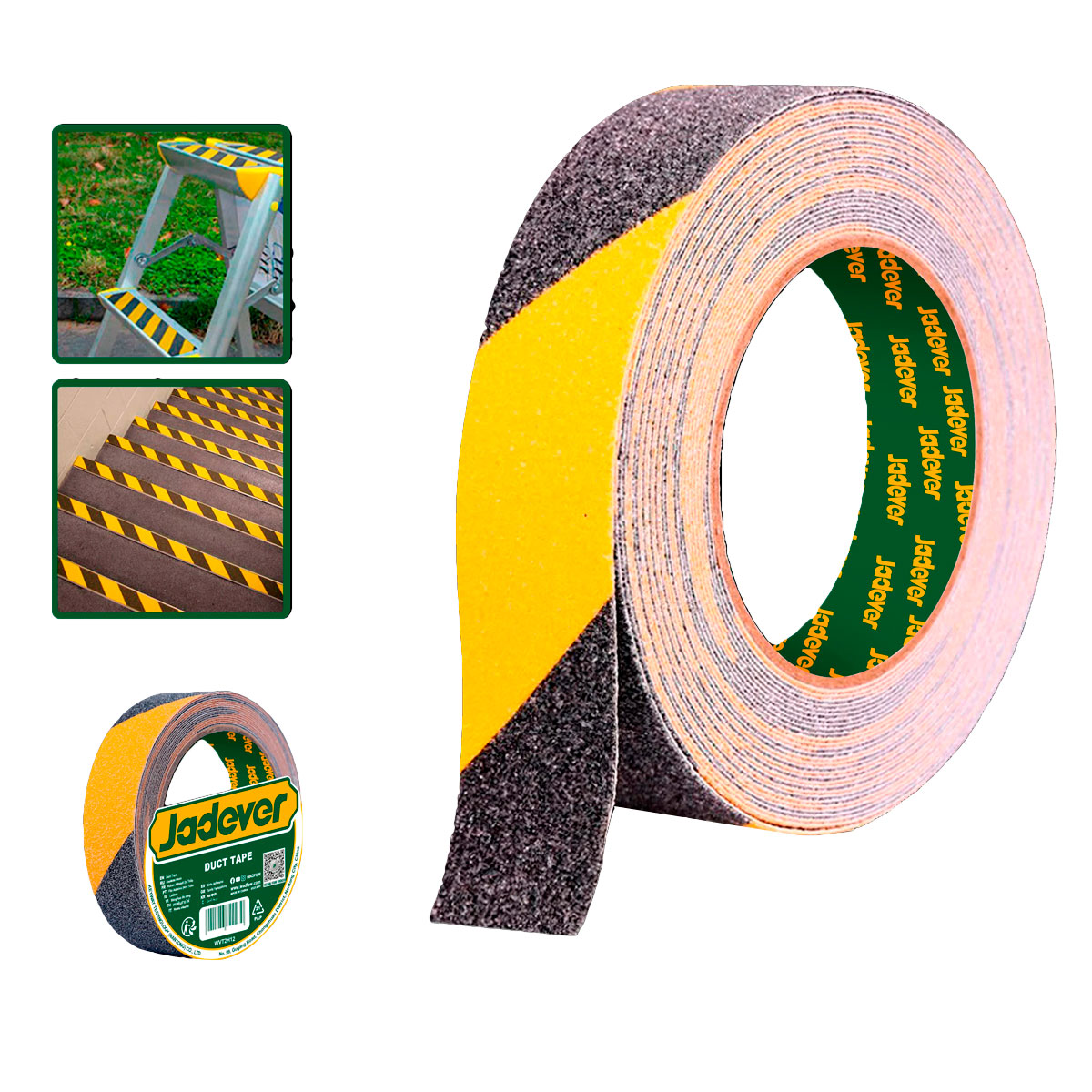 CINTA DE ADVERTENCIA ANTIDESLIZANTE DE PVC AMARILLO-NEGRO 5M 25MM 0,78MM JADEVER
