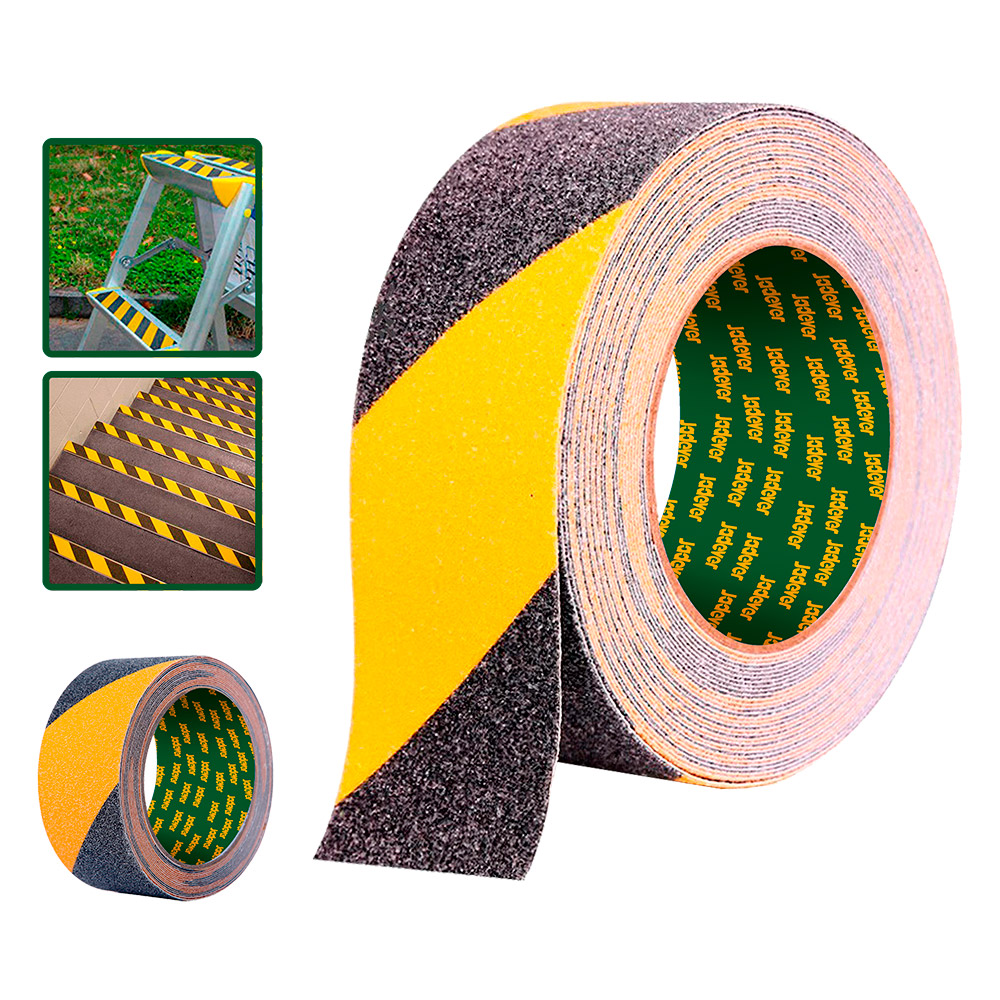 CINTA DE ADVERTENCIA ANTIDESLIZANTE DE PVC AMARILLO-NEGRO 5M 50MM 0,78MM JADEVER