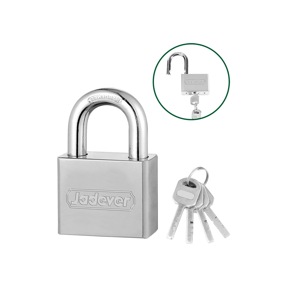 CANDADO DE HIERRO DE PALETAS CUADRADAS 40MM CON 4 LLAVES JADEVER