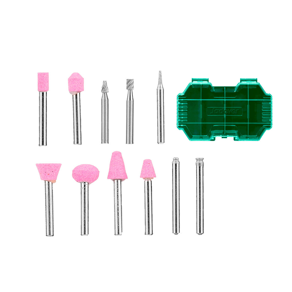 KIT DE ACCESORIOS PARA DESBASTE Y LIJADO DE 11 PIEZAS PARA TALADRO JADEVER