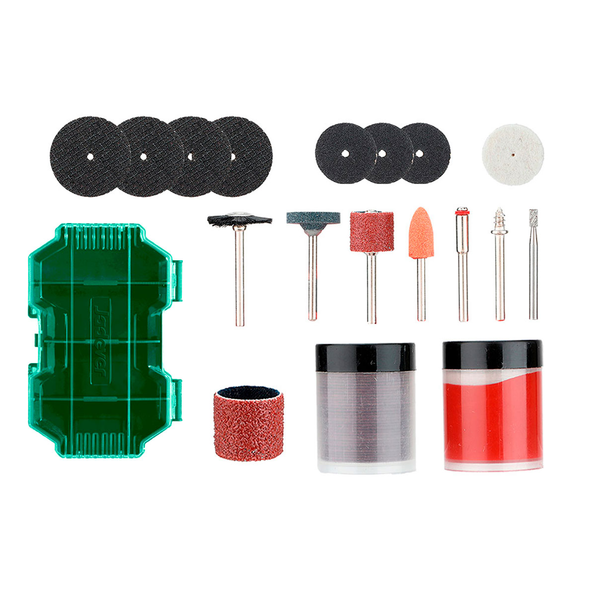 KIT DE ACCESORIOS PARA DESBASTE, LIJADO Y PULIDO DE 80 PIEZAS PARA TALADRO JADEVER