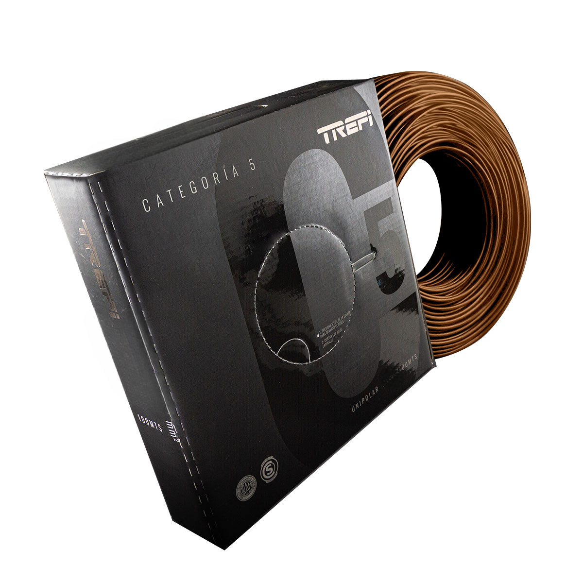 CABLE UNIPOLAR 6MM CAT 5 MARRON ROLLO X100MT TREFILCON