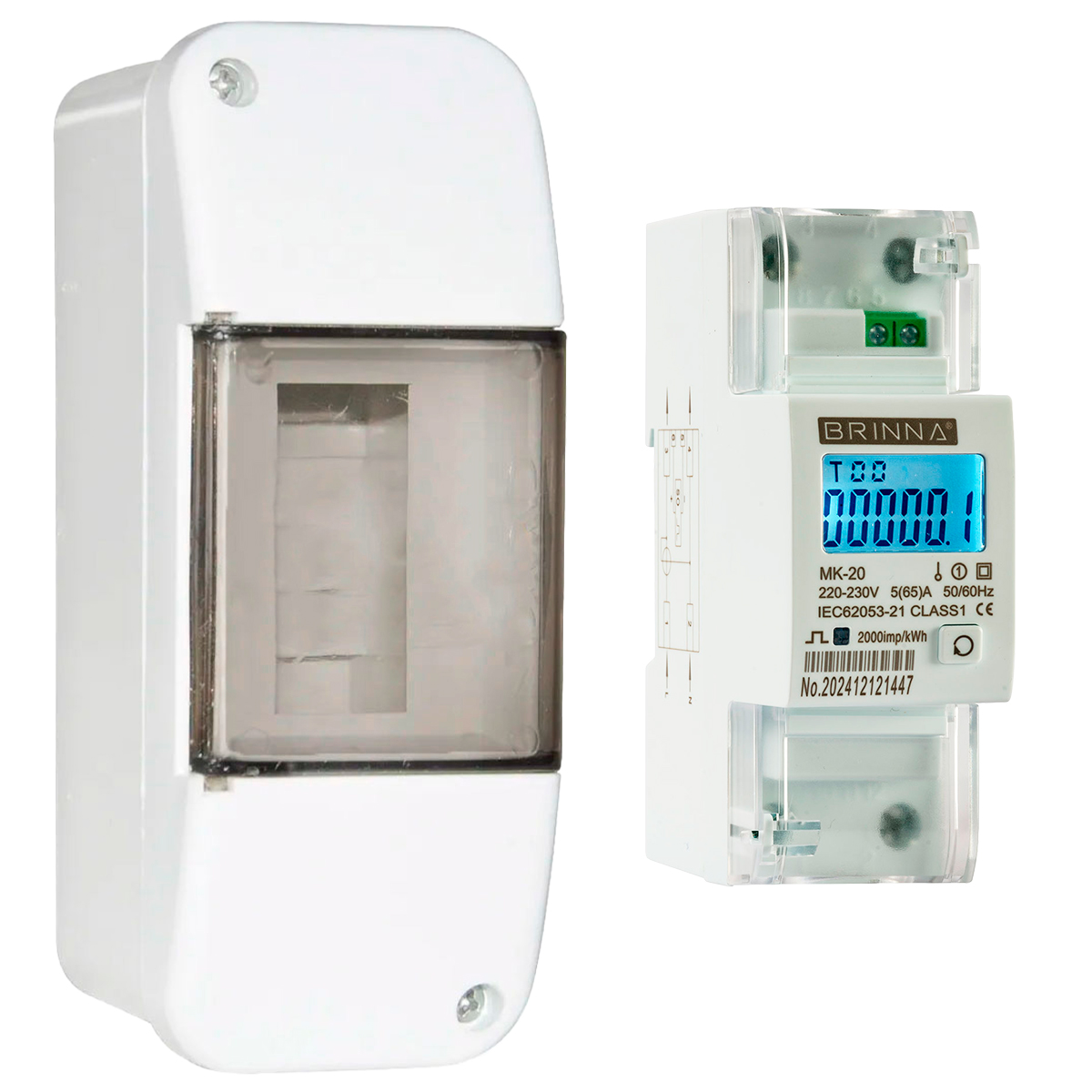 MEDIDOR DE CONSUMO LUZ KW/H BRINNA + CAJA 2 MODULOS