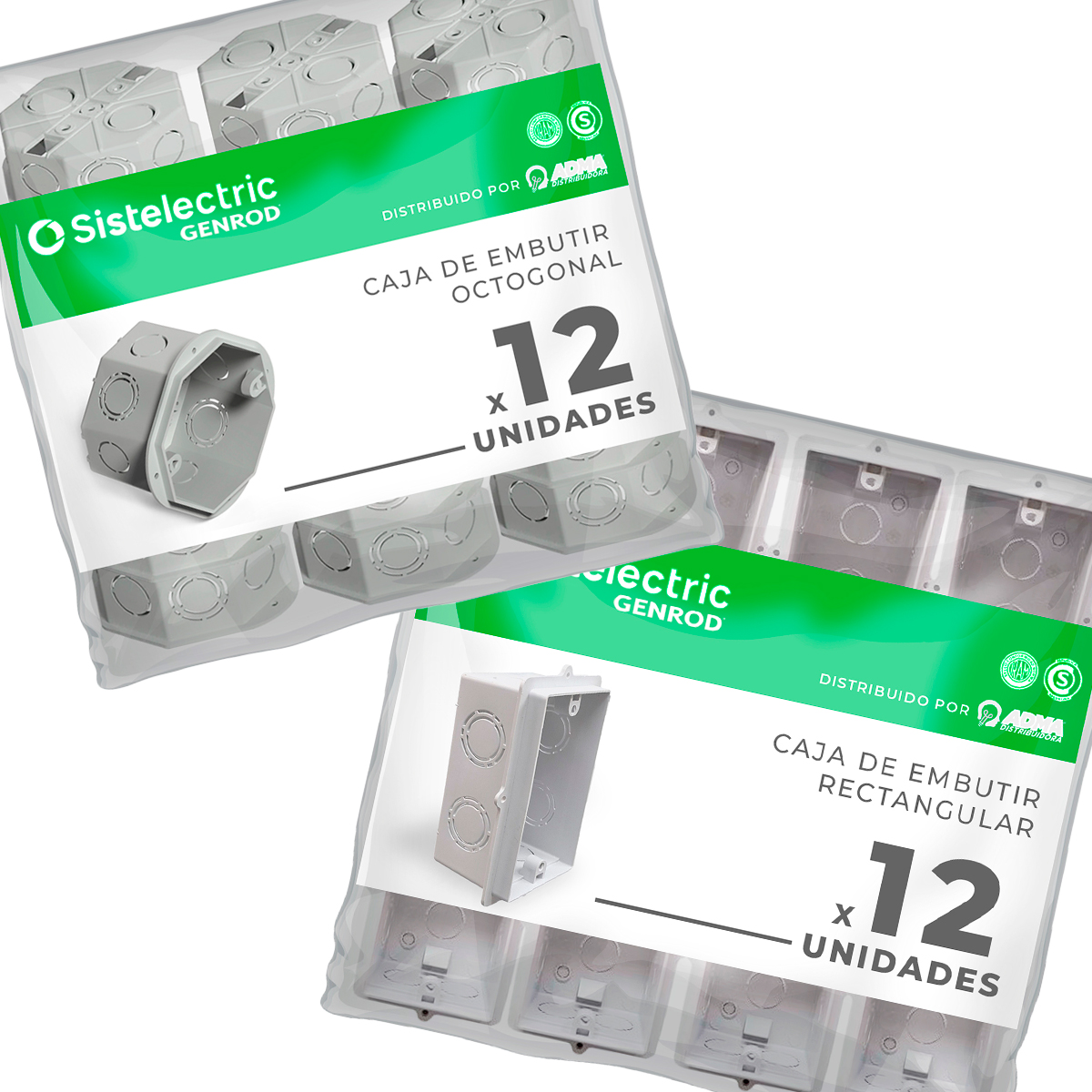 CAJAS EMBUTIR OCTOGONAL RECTANGULAR GENROD X 24 UNIDADES