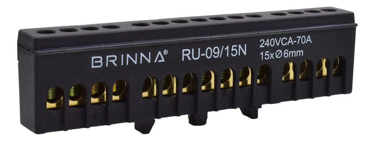 REPARTIDOR UNIPOLAR 15 POLOS NEGRO BRINNA