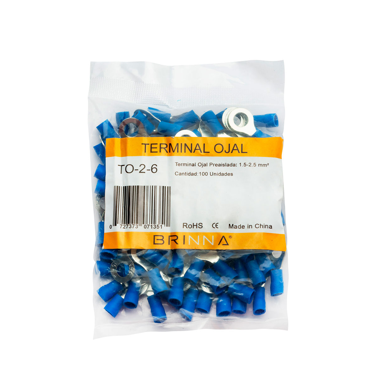 TERMINAL OJAL 1,5MM A 2,5MM DIAMETRO 6,4MM X100 BRINNA