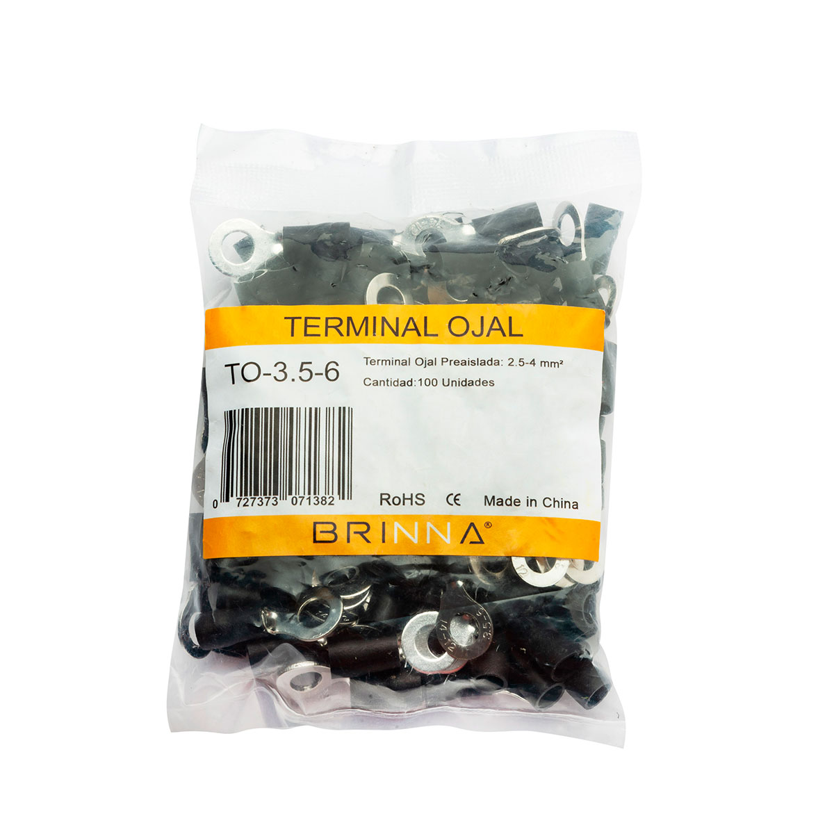 TERMINAL OJAL 2,5MM A 4MM DIAMETRO 6,4MM X100 BRINNA