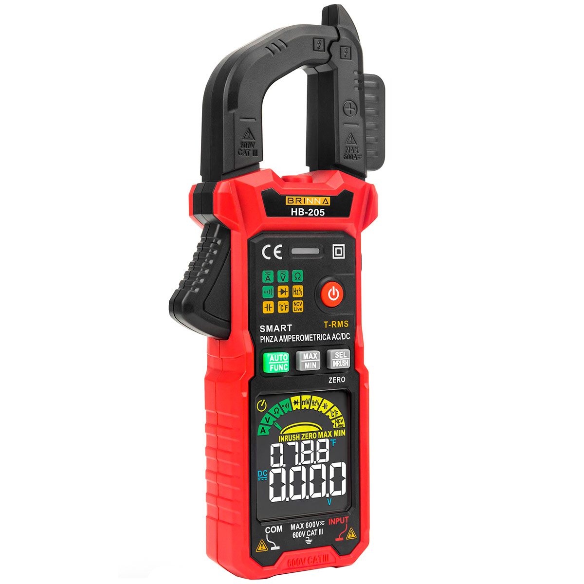 PINZA AMPEROMETRICA AC/DC HB-205 CON PILAS BRINNA