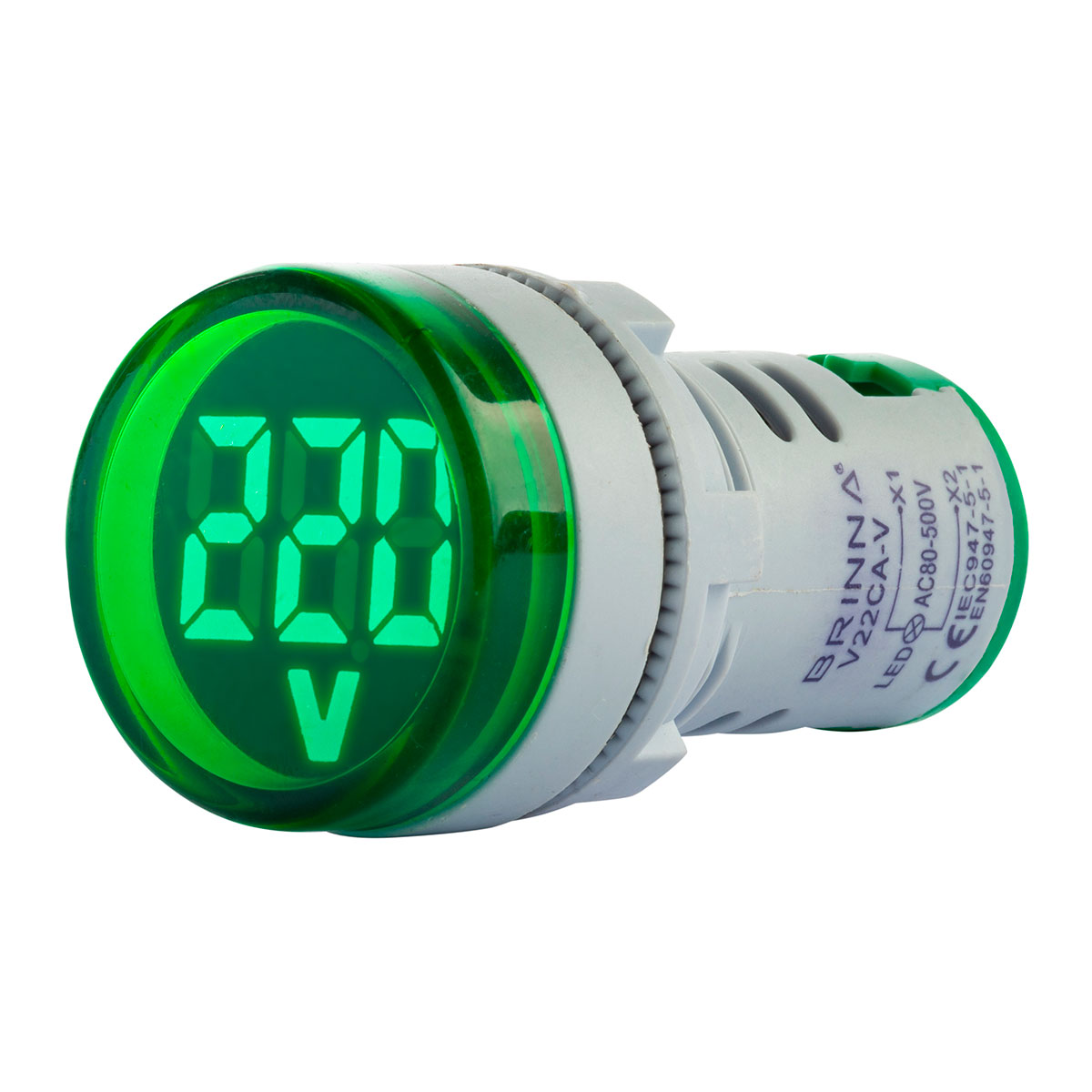 MINI VOLTIMETRO DIGITAL 22MM VERDE BRINNA