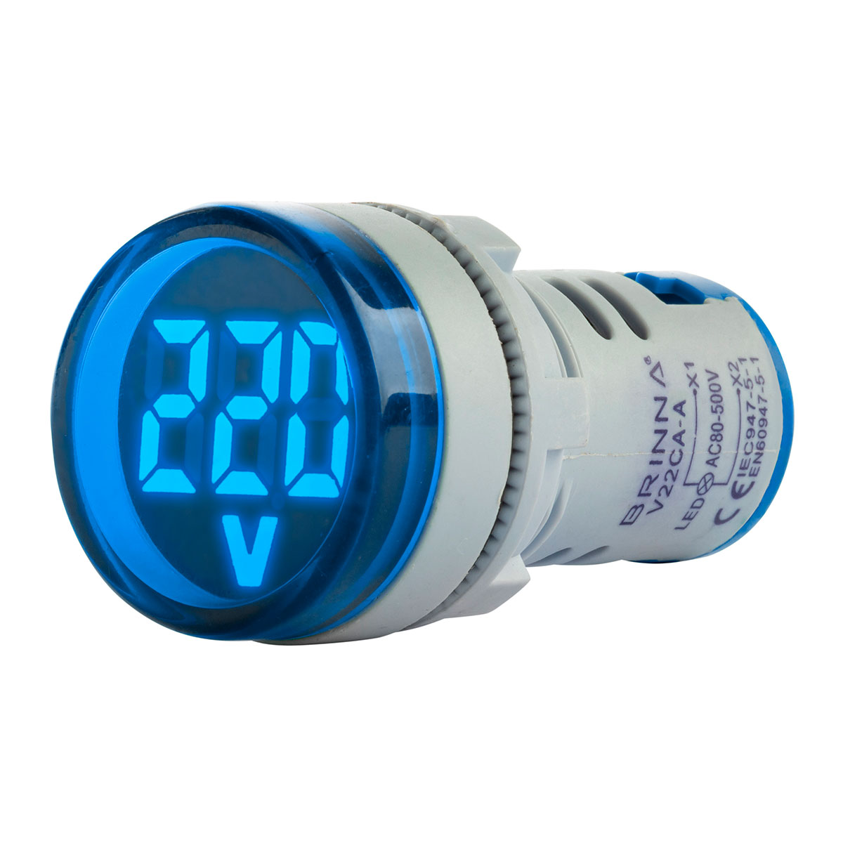 MINI VOLTIMETRO DIGITAL 22MM AZUL BRINNA