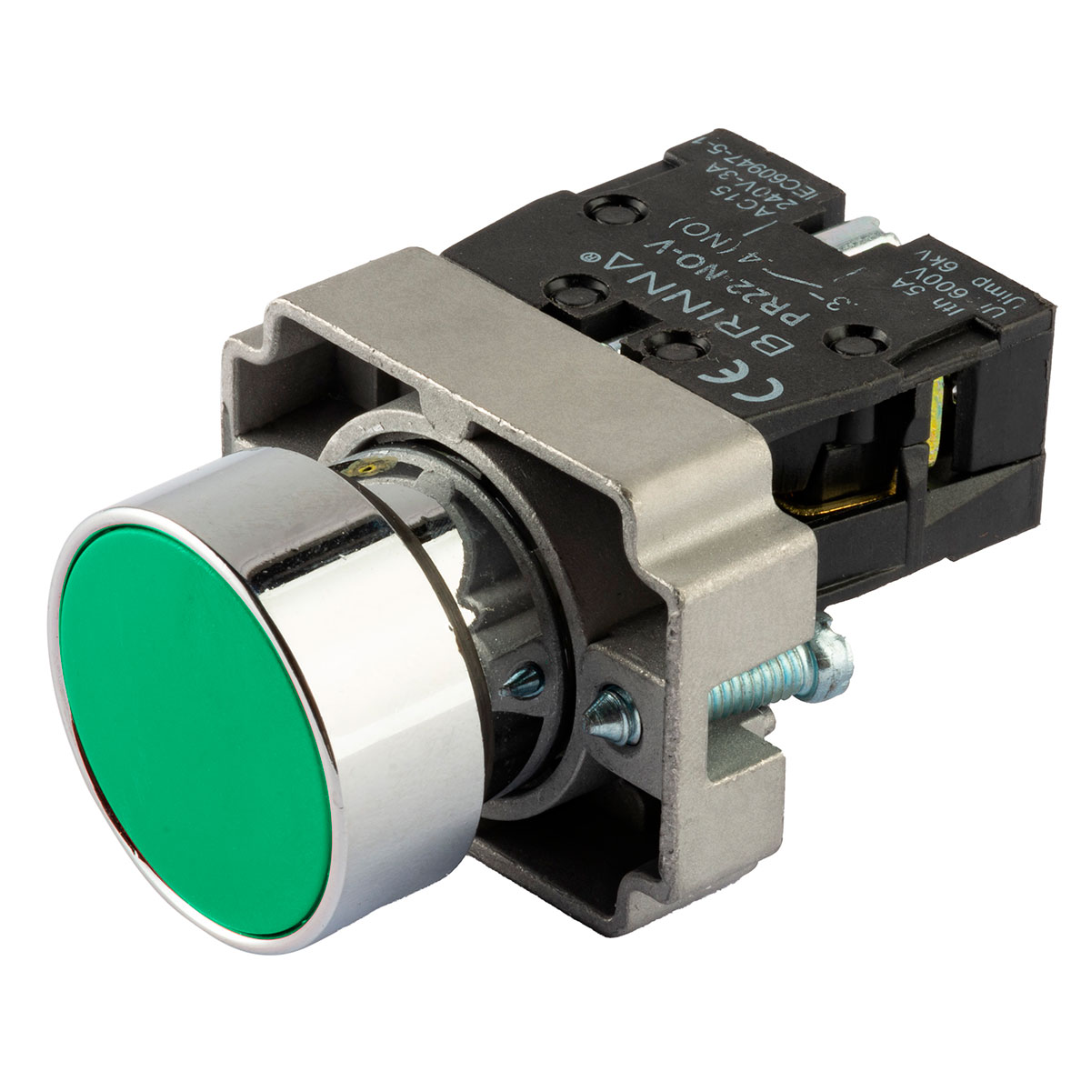 PULSADOR RASANTE 22MM NO VERDE BRINNA