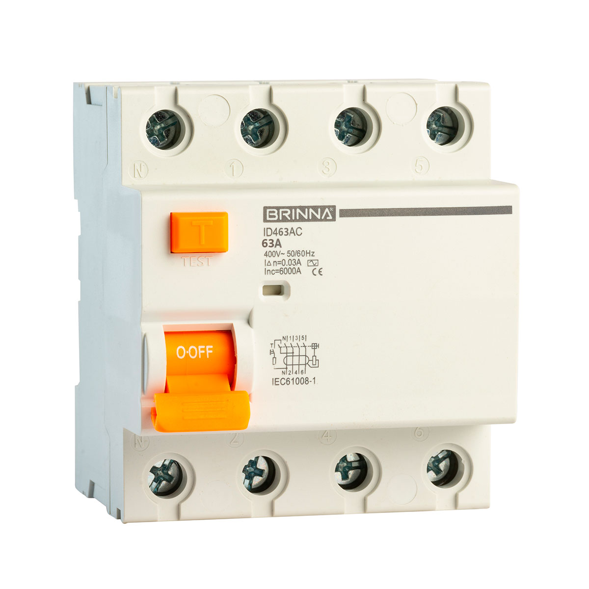 INTERRUPTOR DIFERENCIAL TETRAPOLAR 4X63A BRINNA