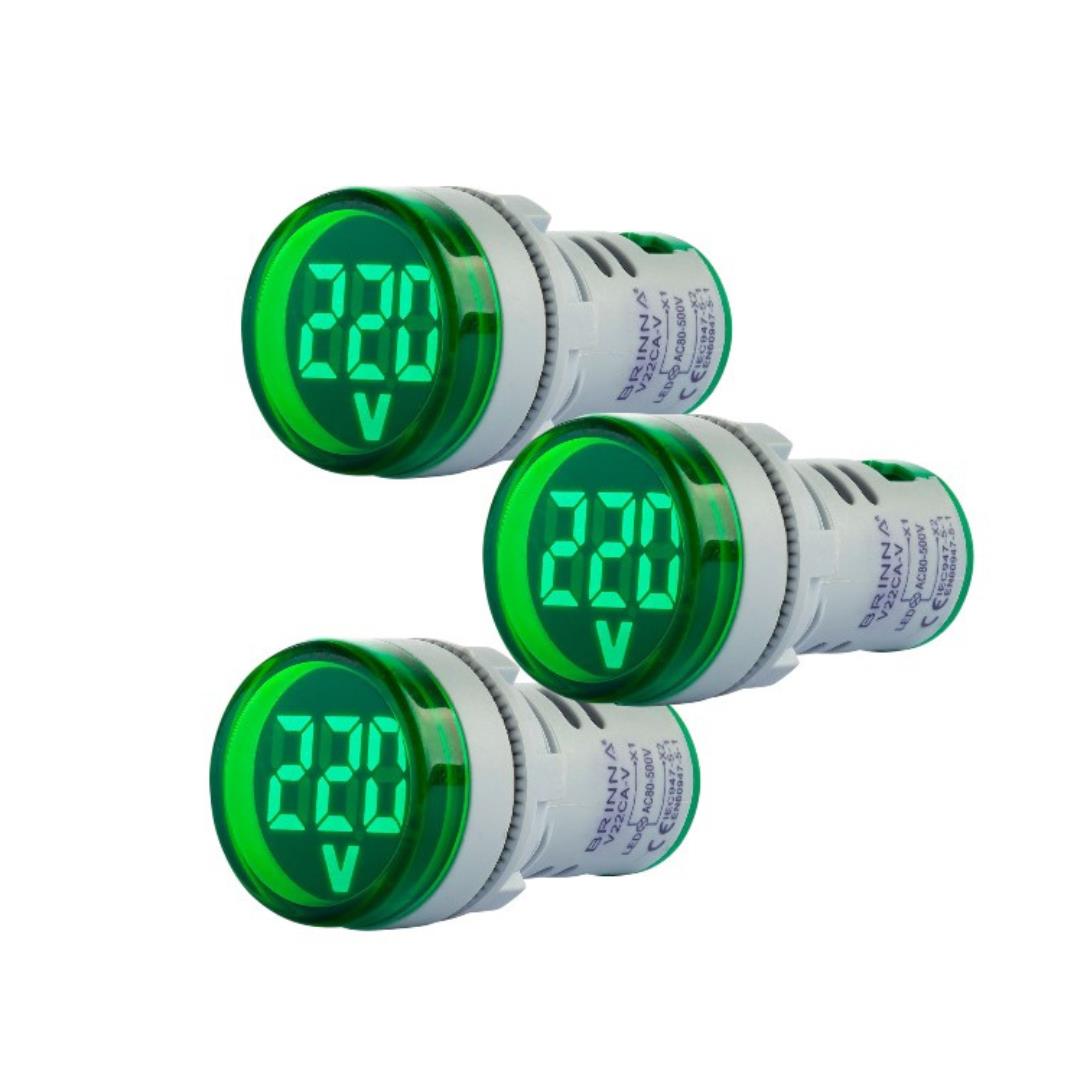 Voltimetro Digital Led Brinna 220v 380v Alterna Ojo Buey Pack x3