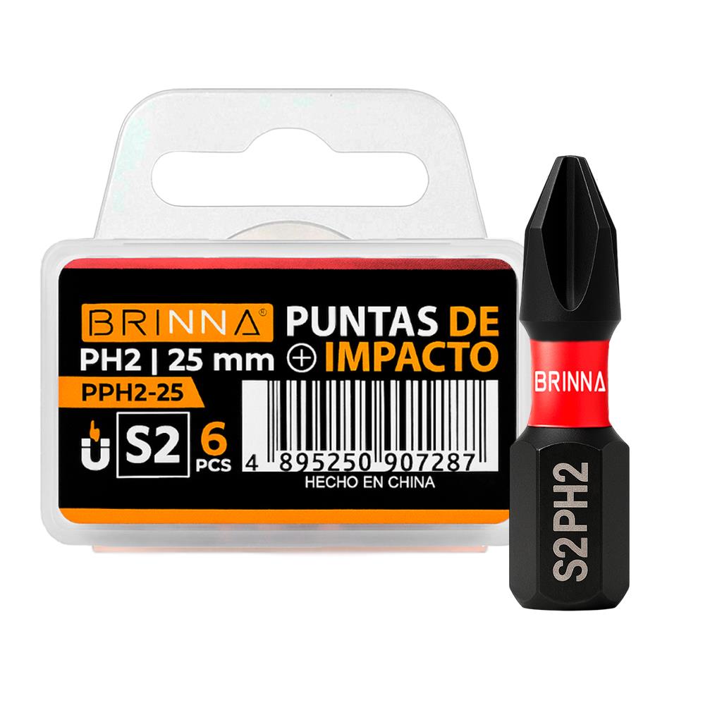 PUNTAS ALTO IMPACTO PH2 25MM X6 BRINNA