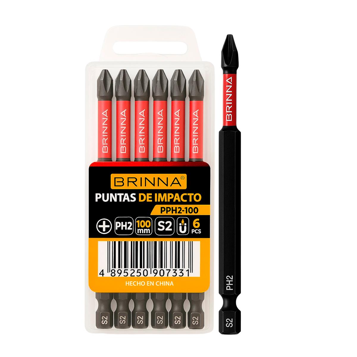 PUNTAS ALTO IMPACTO PH2 100MM X6 BRINNA