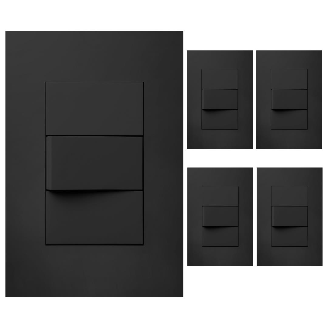 Llave Luz Armada Jeluz Essenza Punto Combinado Negro X5