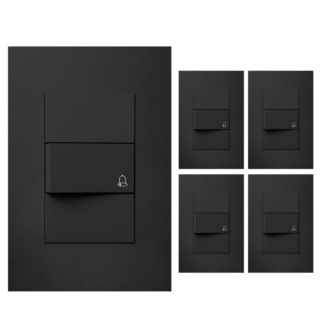 Llave Luz Armada Jeluz Essenza Timbre Pulsador Negro X5