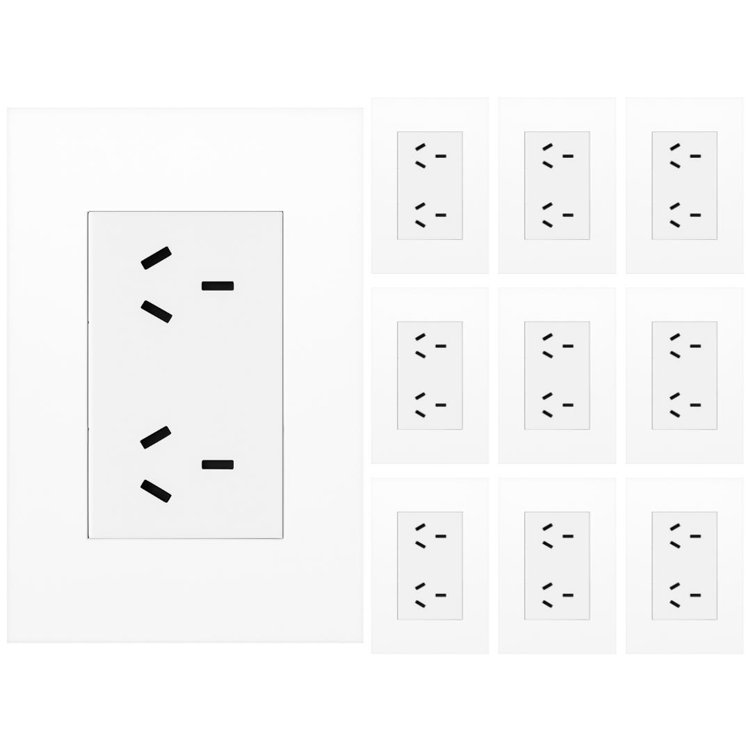 Llave Luz Armada Toma Doble Jeluz Essenza 10a Blanco X10