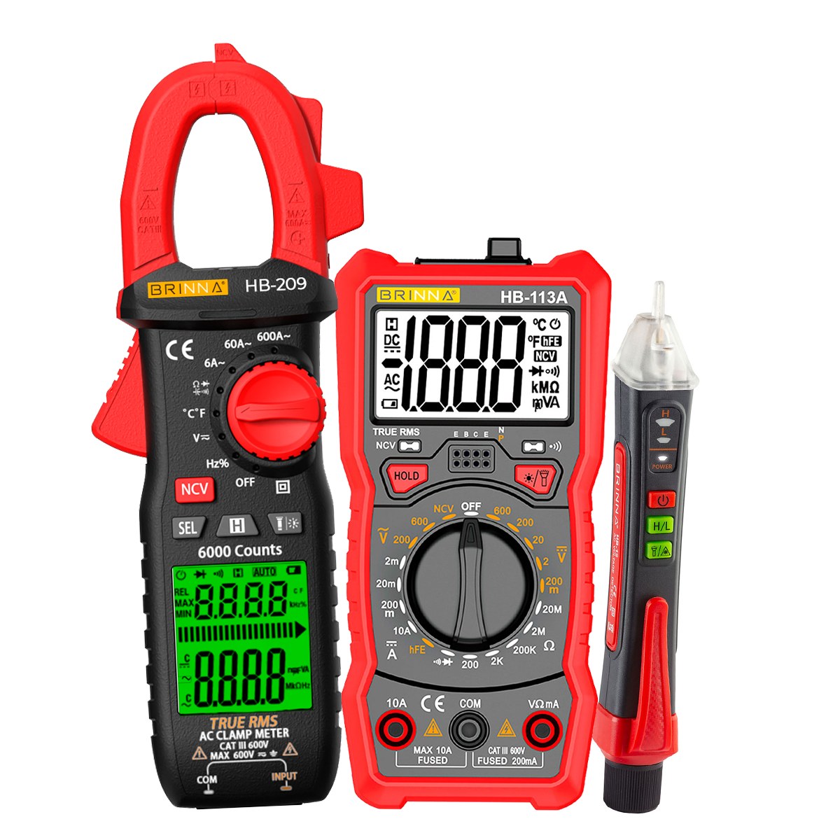 MULTIMETRO HB-113A + PINZA AMPEROEMTRICA HB-209A + BUSCAPOLO HB-12