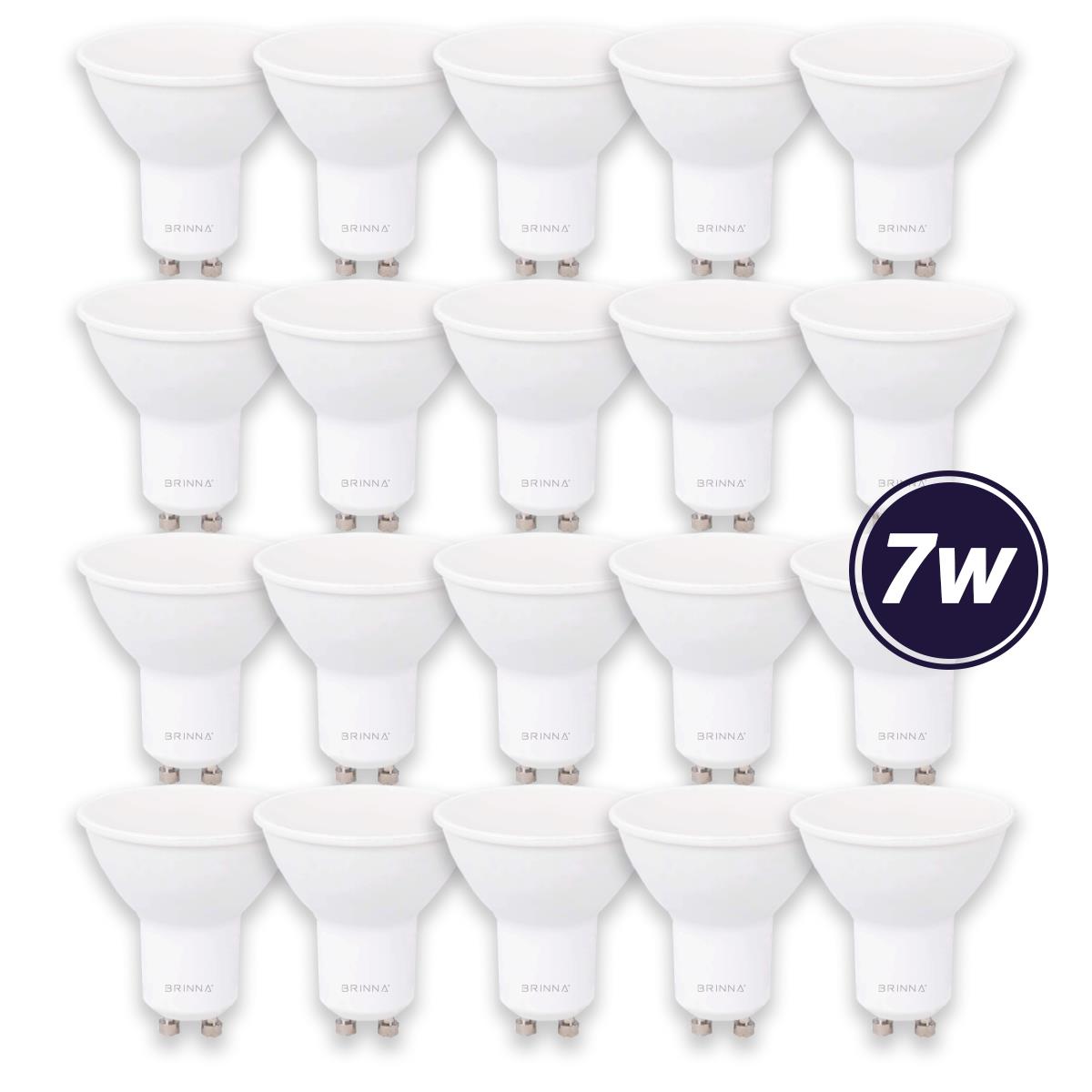 PACK X20 LAMPARAS DICROICAS LED BRINNA 7W GU10 LUZ CALIDA