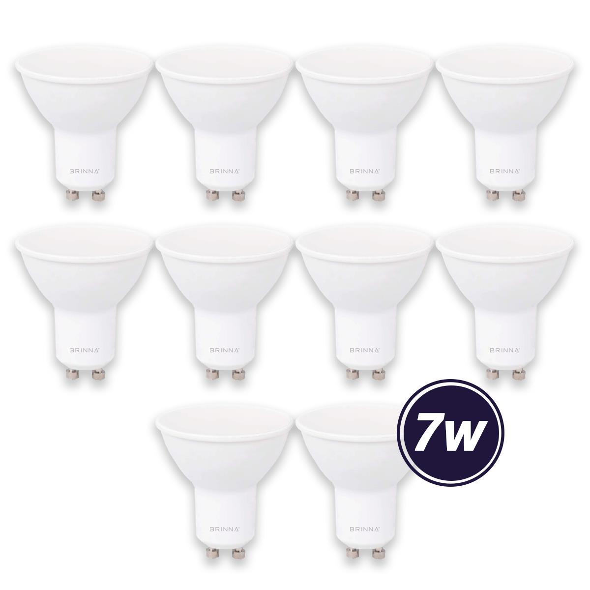 PACK X10 LAMPARAS DICROICAS LED BRINNA 7W GU10 LUZ FRIA