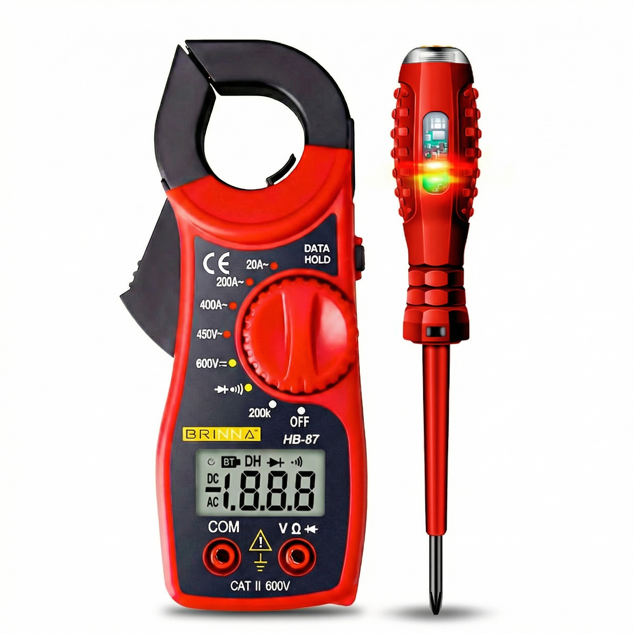 PINZA AMPEROMETRICA HB-87 + DESTORNILLADOR BUSCAPOLO HB-64 + MULTIMETRO DIGITAL HB-113A