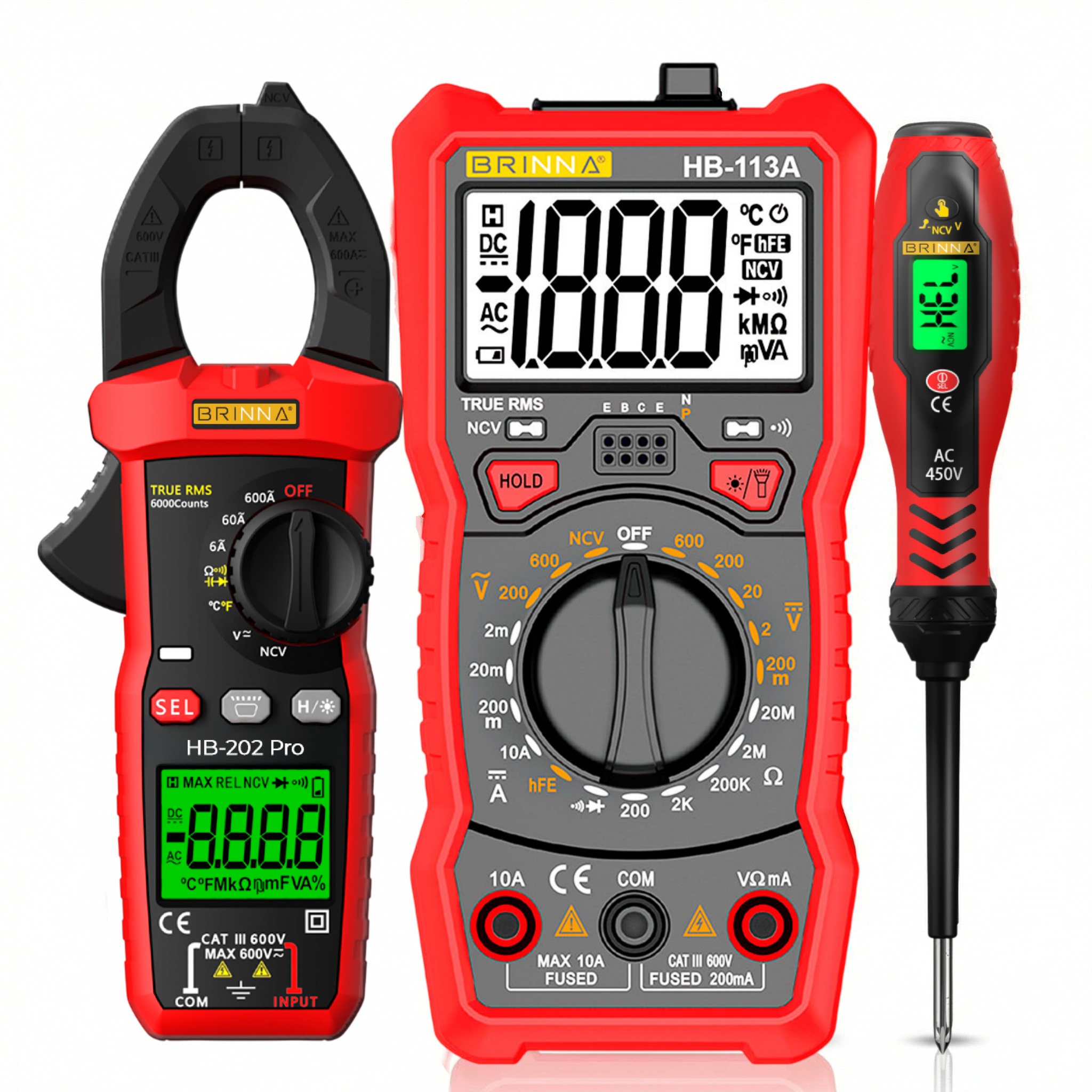 PINZA HB-202PRO + DETECTOR HB-64 + MULTIMETRO HB-113A