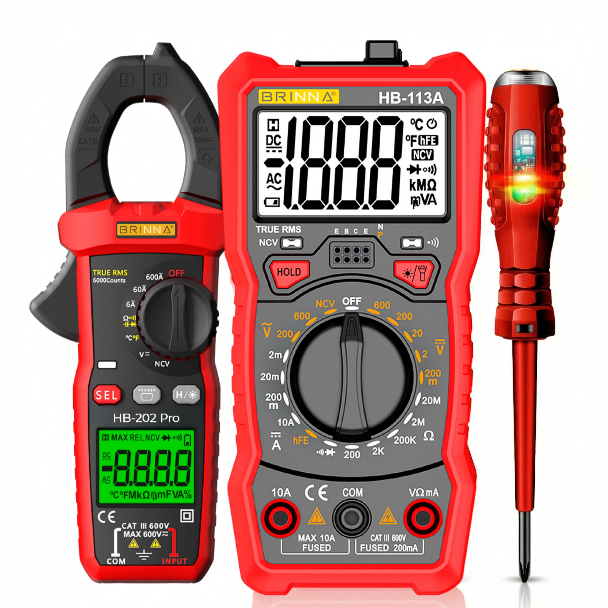 PINZA HB-202PRO + DETECTOR HB-62 + MULTIMETRO HB-113A