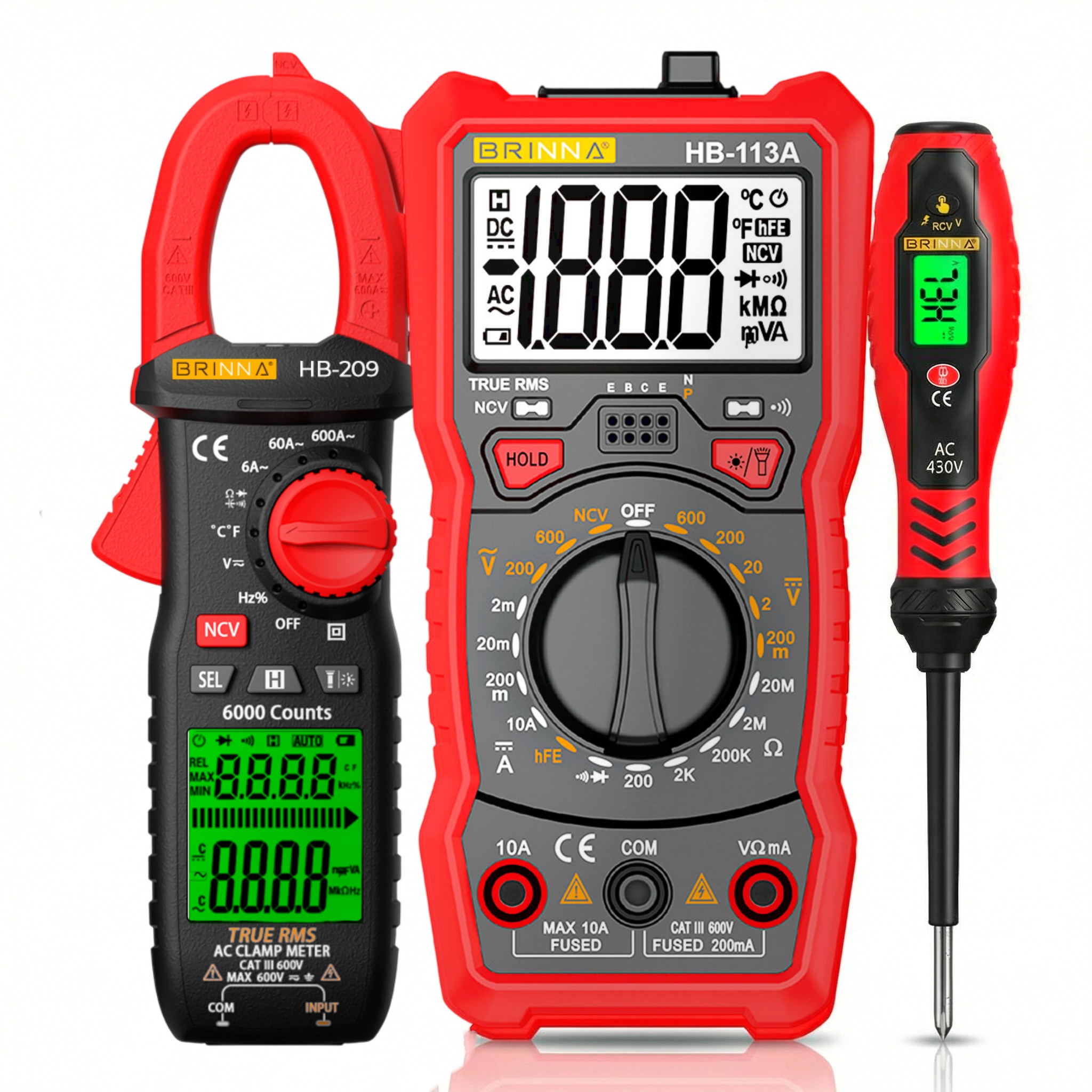 PINZA HB-209A + MULTIMETRO DIGITAL HB-113A + DETECTOR HB-62