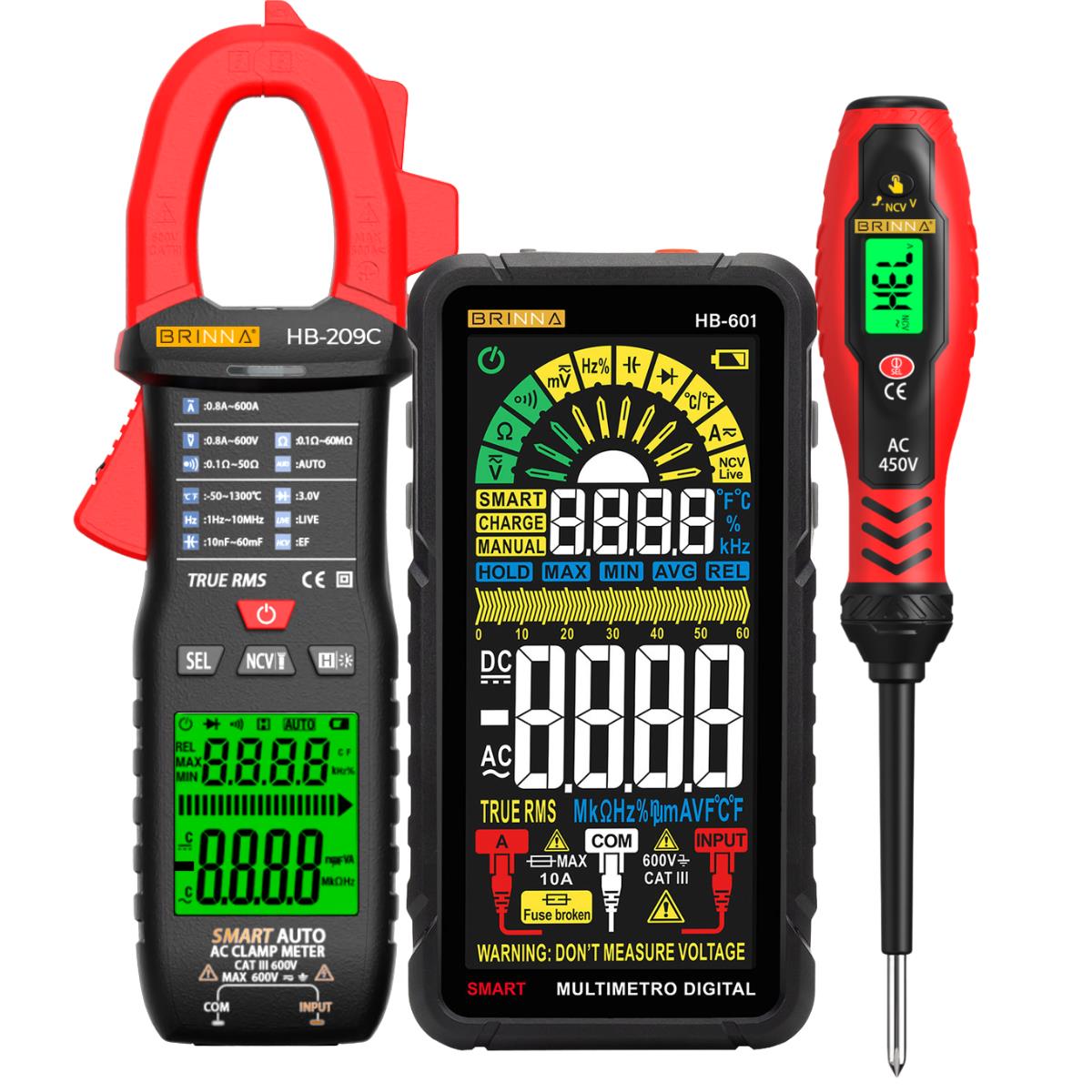 MULTIMETRO SMART HB-601 + PINZA AMPEROMETRICA SMART HB-209C + DESTONILLADOR BUSCAPOLO SAMRT HB-64HB-64