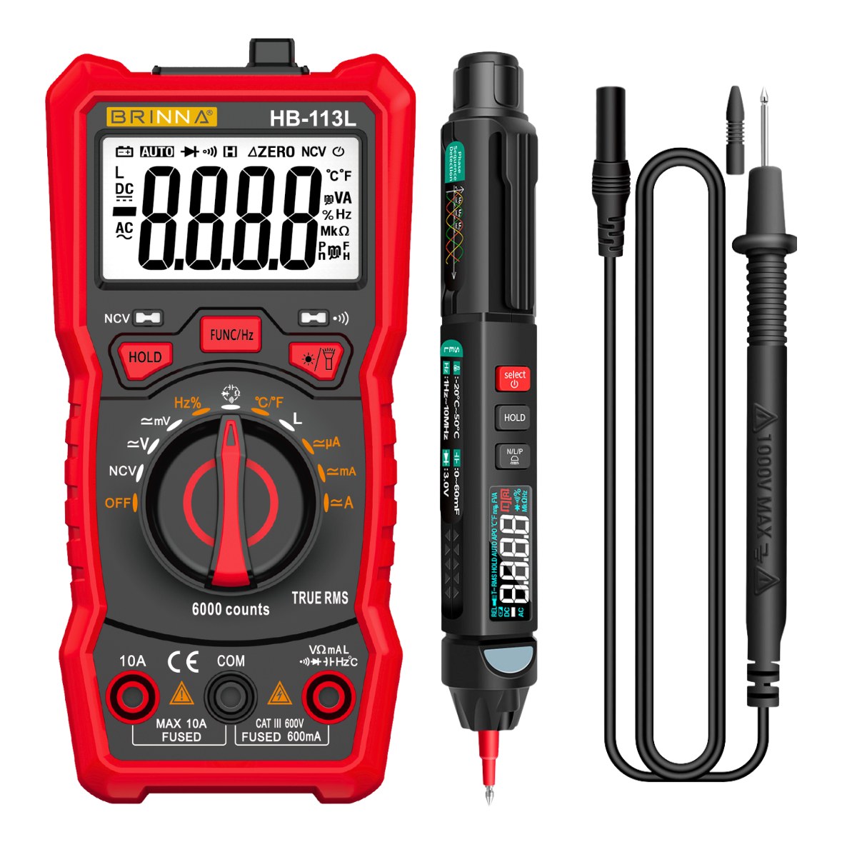 MULTIMETRO TESTER INDUCTANCIA HB-113L+ LAPIZ TRMS 3 FASES HB-500