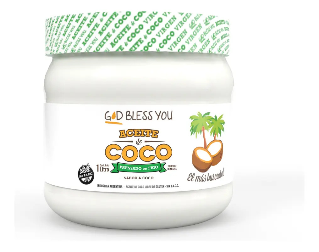 God Bless You aceite de coco PRENSADO EN FRIO (SABOR COCO ) de 1L
