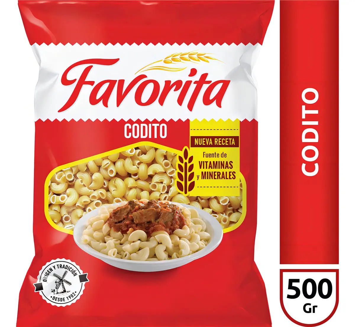 Fideos Codito Rayados Favorita 500 Gr
