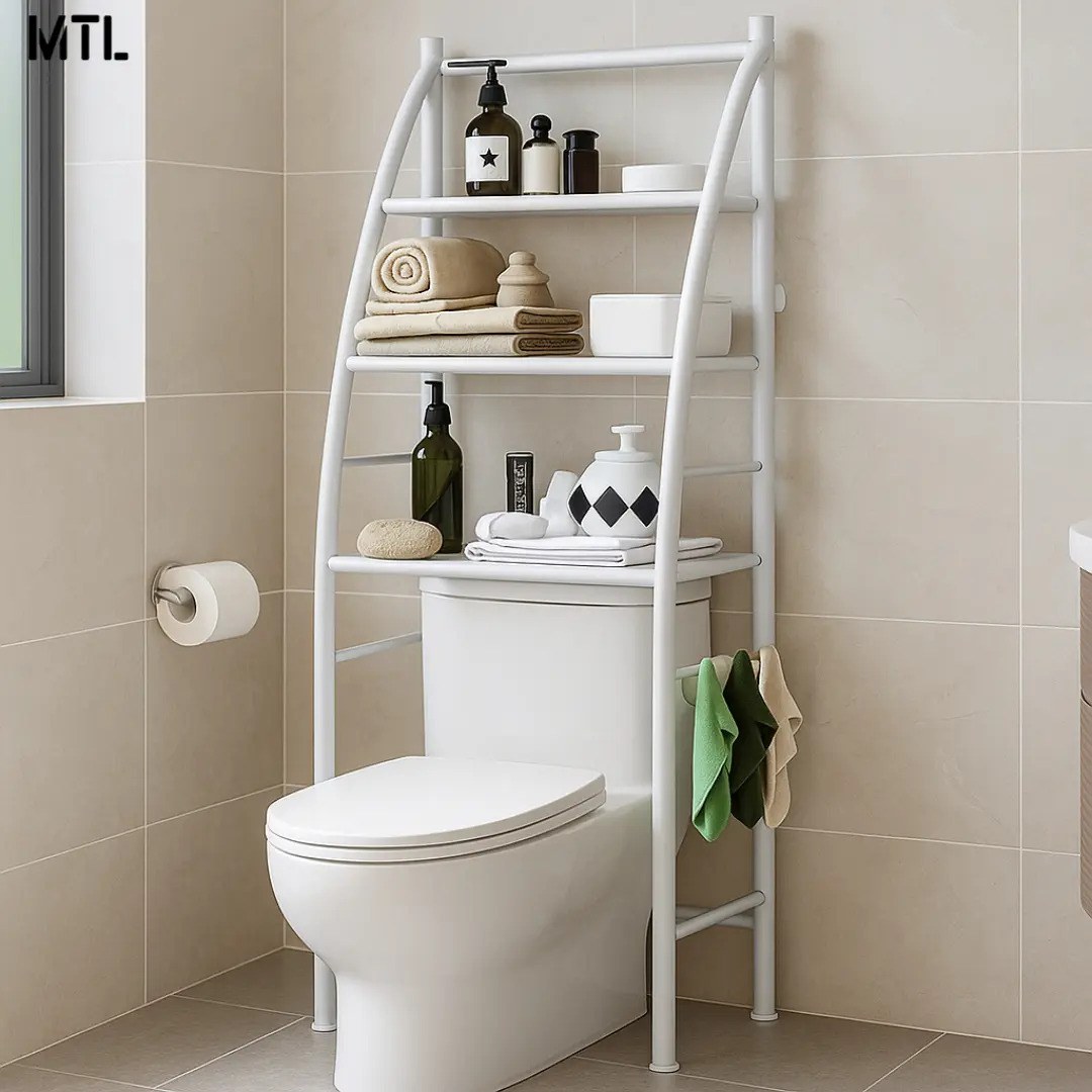Estantería Organizador Para Baño Sobre Inodoro De Aluminio Color Blanco Con Tres Estantes Práctica Resistente Moderna Compacta Para Guardado Y Decoración Ideal Para Ambientes Reducidos