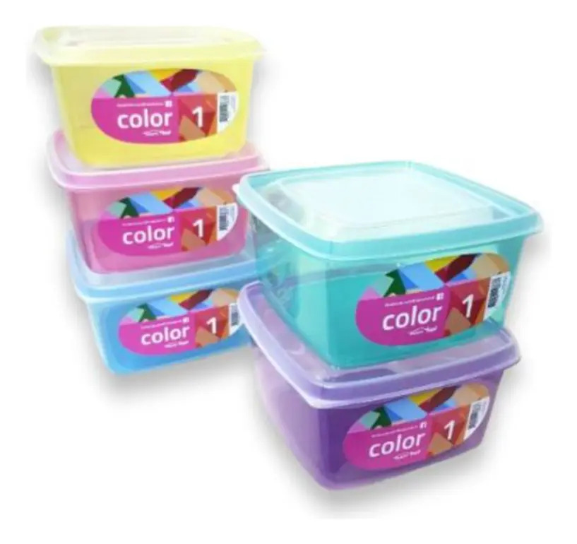 De 5 Tapers De 630cc Apto Microondas Frezzer Libres Bpa Color Surtidos