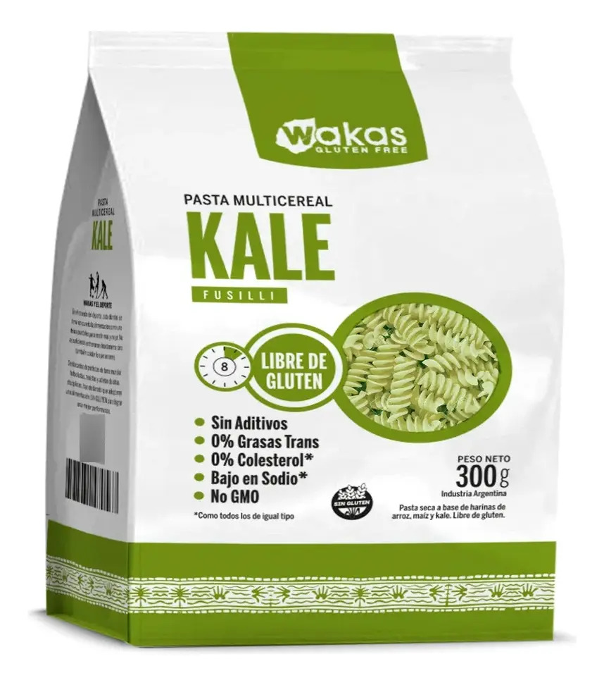 Pasta Multicereal Wakas Kale 300g Fusilli Sin Tacc