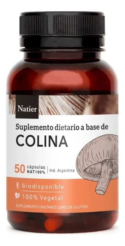 Natier Colina Cápsulas Suplemento Nutricional 8mg Frasco 50 Unidades