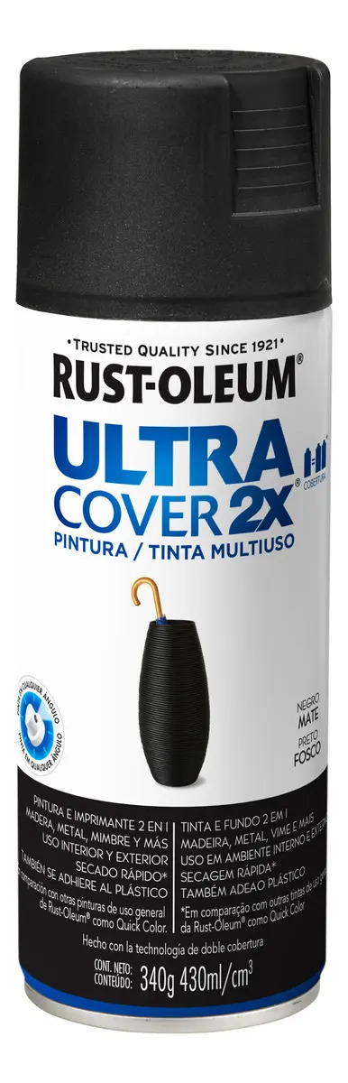 Aerosol Rust-Oleum Negro Mate Ultra Cover 2X Pintura Multipropósito 340g