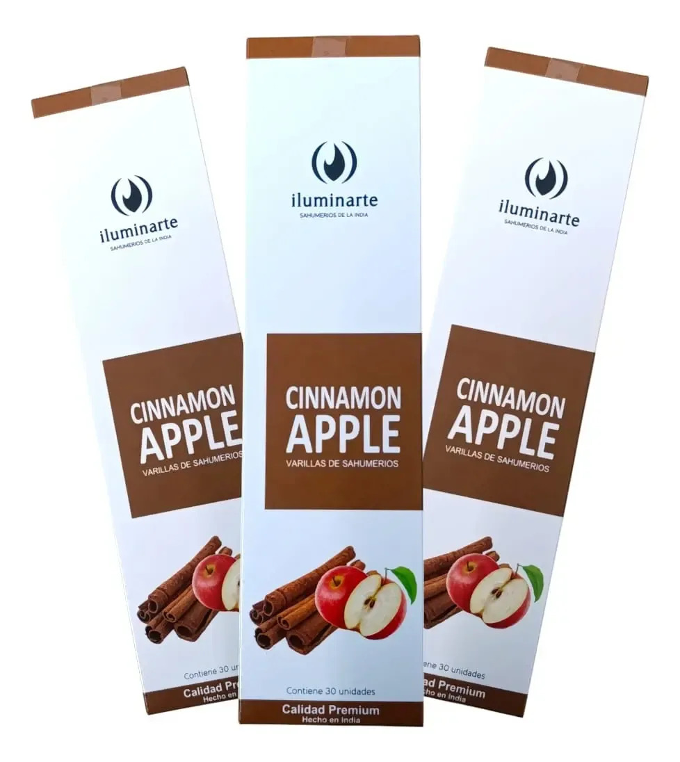 Sahumerios Rectangular India Iluminarte Pack X3u Variedad Fragancia Canela Manzana