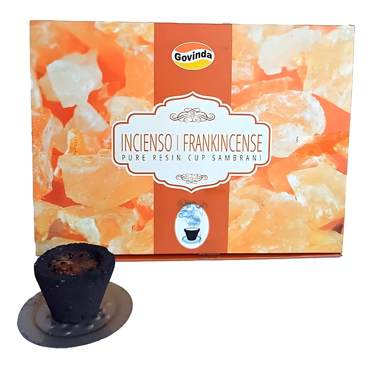 Copa De Carbón Govinda Con Resina P/ Sahumar - Pacha Kuyuy Fragancia Frankincense - Govinda