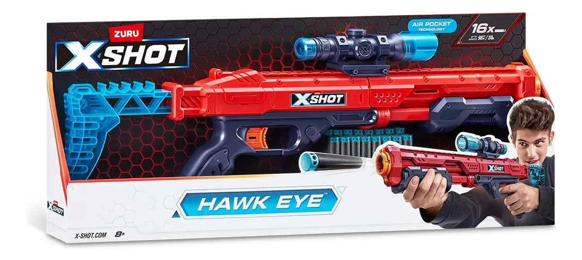 Pistola de Juguete ZURU X-Shot Excel Hawk Eye con 24 Dardos