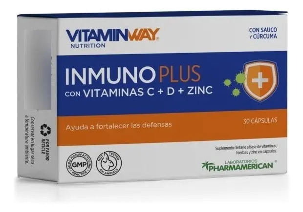Vitamin Way Inmuno Plus Con Vitaminas C D + Zinc 30 Capsulas Sabor Sin sabor