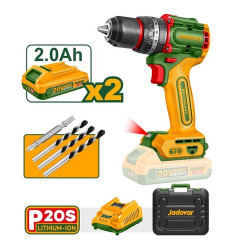 Taladro Atornillador Percutor Brushless con Impacto 20V Jadever JDCDP7281 (Kit)